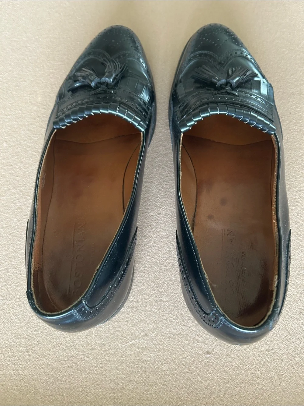 Bostonian Black Leather Tassel Kiltie Loafers